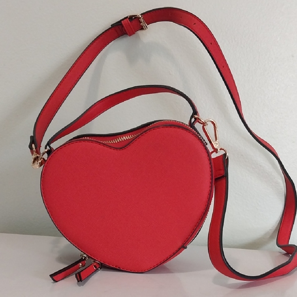 Red Heart-Shaped Crossbody Bag